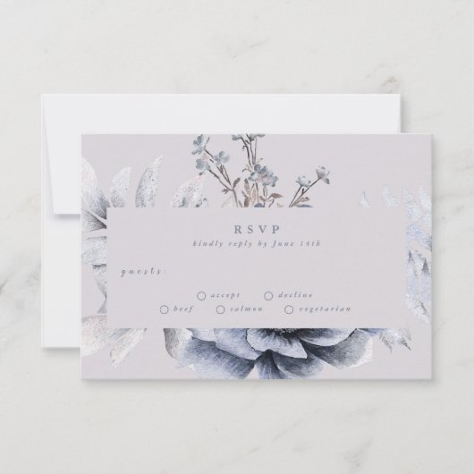 Romantische elegante Winter Floral Wedding RSVP Ca (Vorderseite)