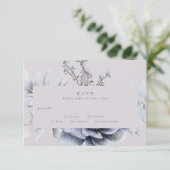 Romantische elegante Winter Floral Wedding RSVP Ca (Stehend Vorderseite)
