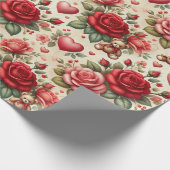 Romantische Eleganz: Rose und Herz Geschenkpapier (Ecke)