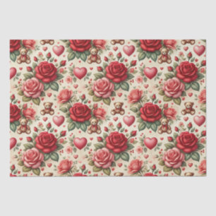 Romantische Eleganz: Rose und Herz Seidenpapier