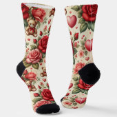 Romantische Eleganz: Rose und Herz Socken (Gewinkelt)