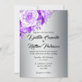 Romantische Eleganz Silver und Lila Rose Hochzeit Einladung (Vorderseite)