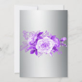 Romantische Eleganz Silver und Lila Rose Hochzeit Einladung (Rückseite)