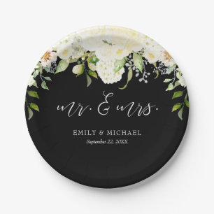 Romantische Elfenbein-Creme-Blumen-Hochzeit in Sch Pappteller