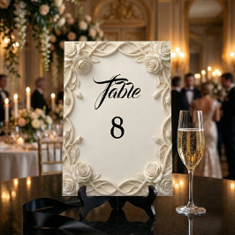 Romantische Elfenbein-Creme-Faux-Relief Tischnummer