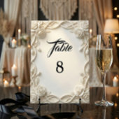 Romantische Elfenbein-Creme-Faux-Relief Tischnummer