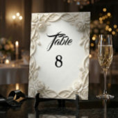 Romantische Elfenbein-Creme-Faux-Relief Tischnummer