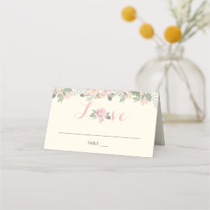 Romantische Elfenbein-Rosa-Gold-Blumen-Hochzeit Li Platzkarte