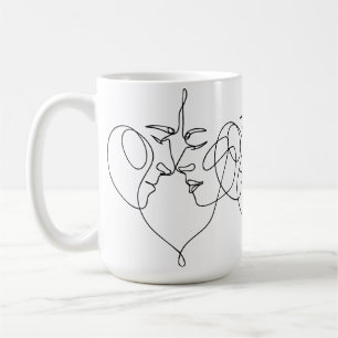 Romantische Embrace: Eine Linie Kunst für ein lieb Kaffeetasse