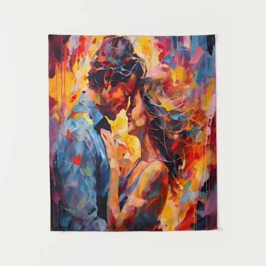 Romantische Embrace Expressionismus Abstrakte Lieb Wandteppich (Vorderseite)
