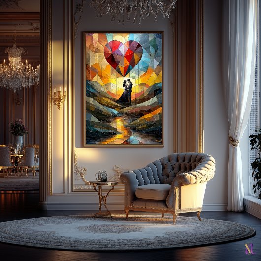 Romantische Embrase unter einem harten Glasherz Poster