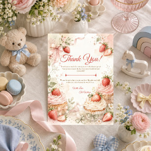 Romantische Erdbeer-Baby-Party Dankeskarte