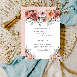 Romantische Ethereal Blush Peach Floral Wedding Einladung