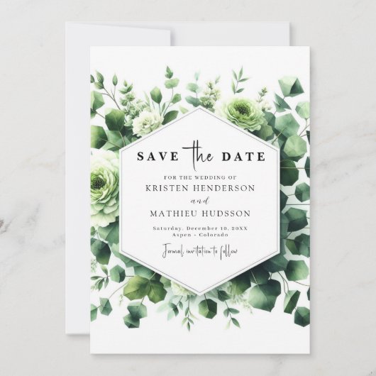 Romantische Eukalyptus Digitale Hochzeit Save The Date (Vorderseite)