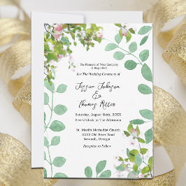 Romantische Eukalyptus Sommerhochzeit Einladung