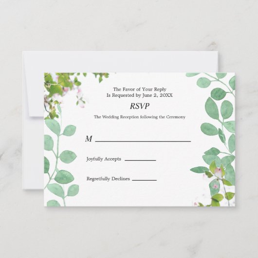 Romantische Eukalyptus Summer Wedding RSVP Card (Vorderseite)