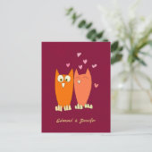 Romantische Eule: Liebe machen Postkarte (Stehend Vorderseite)