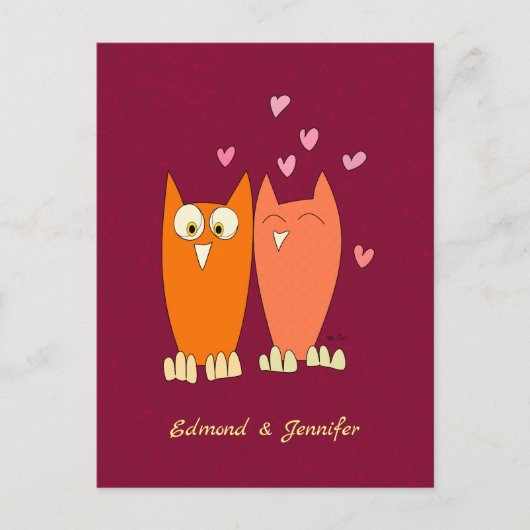 Romantische Eule: Liebe machen Postkarte (Vorderseite)
