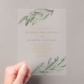 Romantische Evergreen Wassercolor Botanische Hochz Acryleinladungen (Insitu (Handheld))