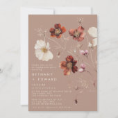 Romantische Fall Taupe Wildblume Engagement Party Einladung (Vorderseite)