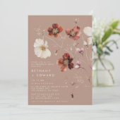 Romantische Fall Taupe Wildblume Engagement Party Einladung (Stehend Vorderseite)