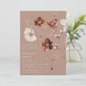 Romantische Fall Taupe Wildblume Geburtstagsparty Einladung (Stehend Vorderseite)