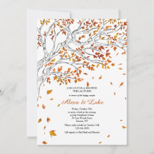 Romantische Fallende Blätter Dusche Einladung