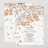 Romantische Fallende Blätter Dusche Einladung (Vorne/Hinten)