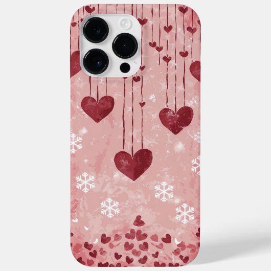 Romantische Fallende Herzen und Schneeflocken Case-Mate iPhone Hülle (Rückseite)