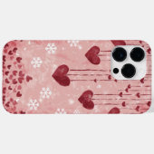 Romantische Fallende Herzen und Schneeflocken Case-Mate iPhone Hülle (Rückseite (Horizontal))