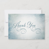 Romantische Fallende Schneeblauer Hochzeitsempfang Dankeskarte (Vorderseite)