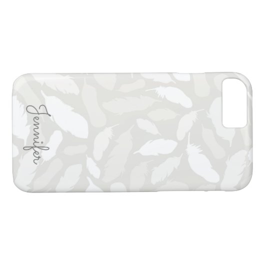 Romantische Fallin-Federn in grau personalisiert Case-Mate iPhone Hülle (Rückseite (Horizontal))