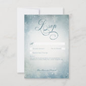 Romantische Falling Snow Blue White Wedding No Din RSVP Karte (Vorderseite)