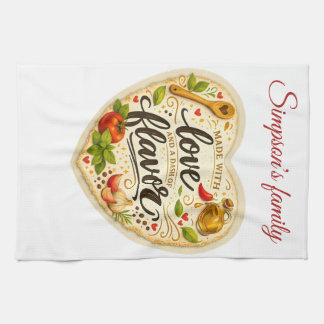 Romantische Familien-Schürze – Kochen mit Liebe   Geschirrtuch