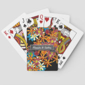 Romantische Farbenblume schwarzes Banner auf der T Spielkarten (Rückseite)