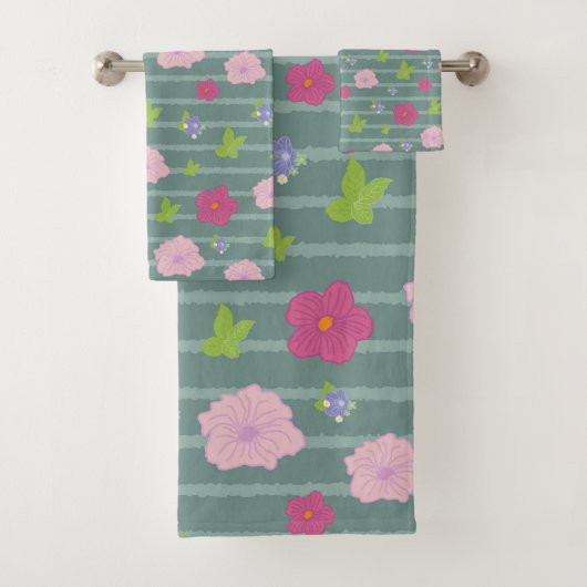 Romantische farbenfrohe Chic Floral Pattern Trendy Badhandtuch Set (Insitu)