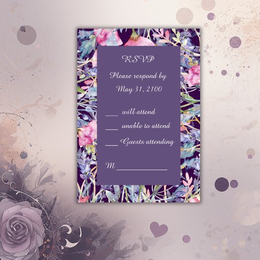 Romantische farbenfrohe Wildblume Hochzeit RSVP Karte