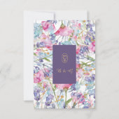 Romantische farbenfrohe Wildblume Hochzeit RSVP Karte (Rückseite)