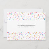 Romantische farbige Regenbogen Confetti Dankeskarte (Rückseite)