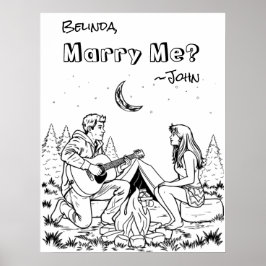 Romantische Farbseite | Heirate mich? Poster