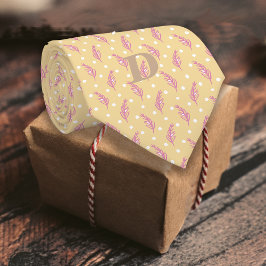 Romantische Federn Buttercreme Pink Monogram Krawatte