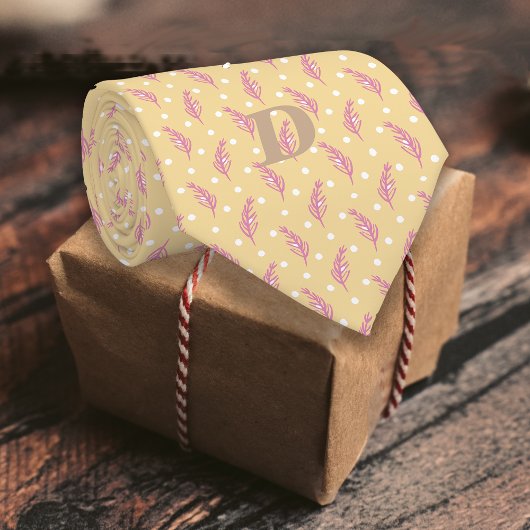 Romantische Federn Buttercreme Pink Monogram Krawatte