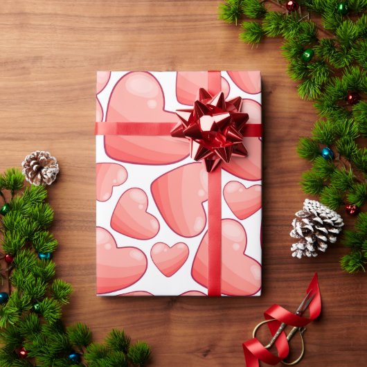 Romantische Feier Rosa Herz Geschenkpapier (Feiertagsgeschenk)
