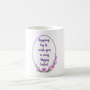 Romantische Feiertagsgirlanden Tulpenblumen Ostern Kaffeetasse