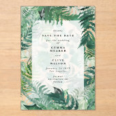 Romantische Ferns Leafy Greenery Save the Date Acryleinladungen (Vorderseite)