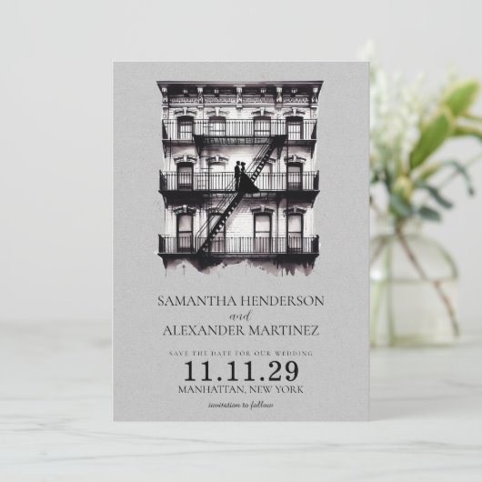 Romantische Feuerflucht Save The Date (Stehend Vorderseite)