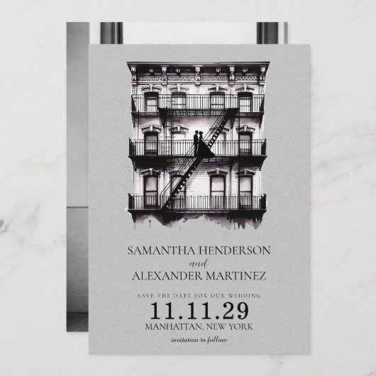 Romantische Feuerflucht Save The Date (Vorne/Hinten)