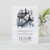 Romantische Feuerschutzbriden Save The Date (Stehend Vorderseite)