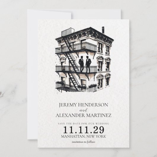 Romantische Feuerschutzräume Save The Date (Vorderseite)