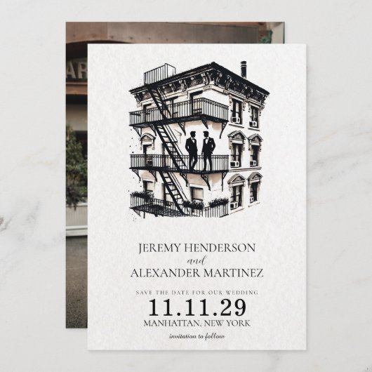 Romantische Feuerschutzräume Save The Date (Vorne/Hinten)